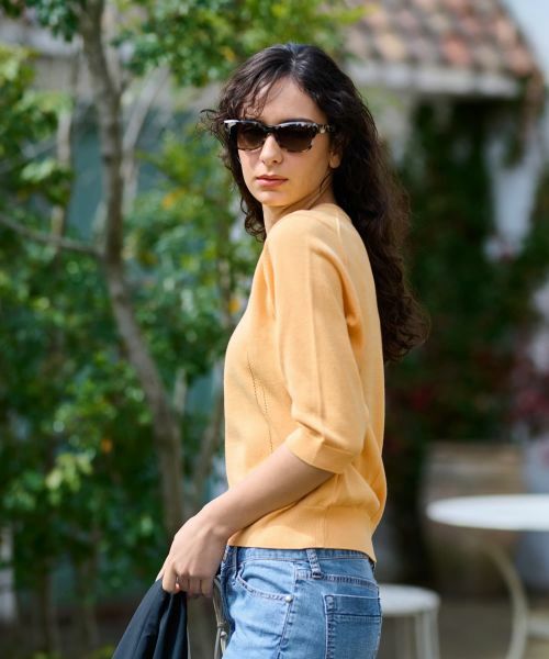 CARA O CRUZ / キャラ・オ・クルス ニット・セーター | 洗える 衿ボタン クルーネックニット | 詳細3