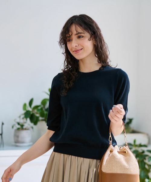 CARA O CRUZ / キャラ・オ・クルス ニット・セーター | 洗える 衿ボタン クルーネックニット | 詳細8