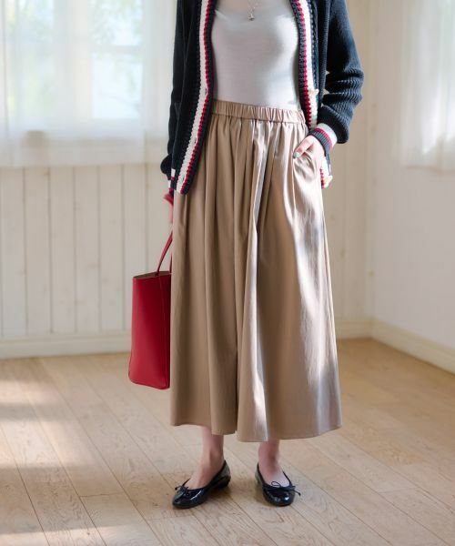 CARA O CRUZ / キャラ・オ・クルス ミニ・ひざ丈スカート | ウエストゴムスカート(キャメル)