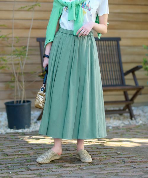 CARA O CRUZ / キャラ・オ・クルス ミニ・ひざ丈スカート | ウエストゴムスカート(ミントグリーン)