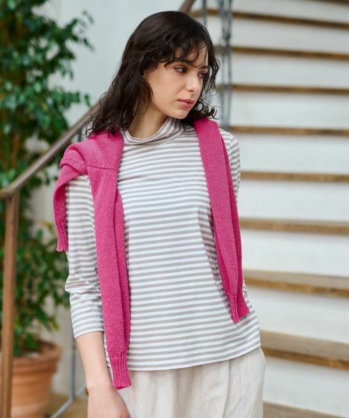 CARA O CRUZ / キャラ・オ・クルス カットソー | ボーダーハイネックカットソー | 詳細1