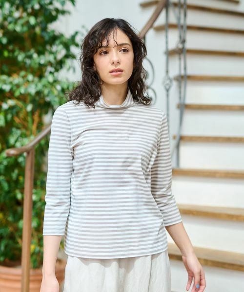 CARA O CRUZ / キャラ・オ・クルス カットソー | ボーダーハイネックカットソー | 詳細6