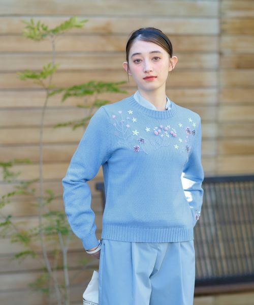 CARA O CRUZ / キャラ・オ・クルス ニット・セーター | 洗える 花刺繍ニット | 詳細3