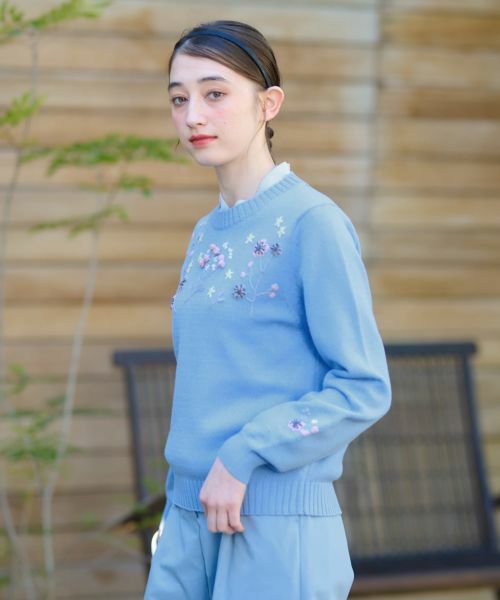 CARA O CRUZ / キャラ・オ・クルス ニット・セーター | 洗える 花刺繍ニット | 詳細4