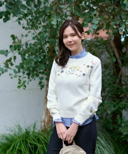 CARA O CRUZ / キャラ・オ・クルス ニット・セーター | 洗える 花刺繍ニット | 詳細7