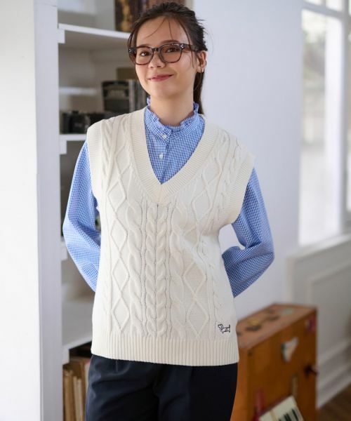 CARA O CRUZ / キャラ・オ・クルス テーラードジャケット | 洗える アランニットベスト | 詳細2