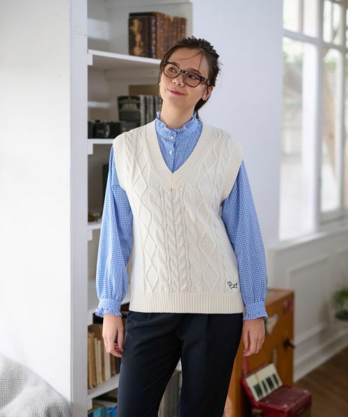 CARA O CRUZ / キャラ・オ・クルス テーラードジャケット | 洗える アランニットベスト | 詳細3