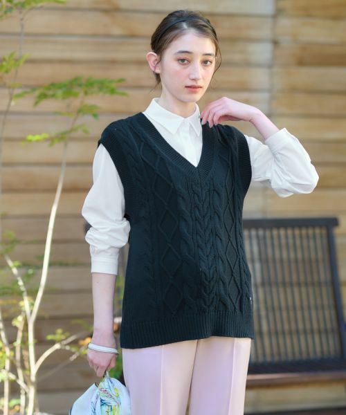 CARA O CRUZ / キャラ・オ・クルス テーラードジャケット | 洗える アランニットベスト | 詳細7