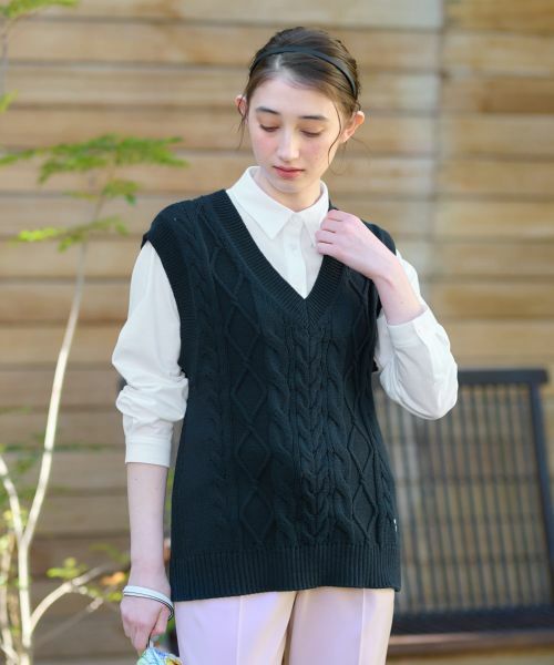 セール】 洗える アランニットベスト （テーラードジャケット）｜CARA