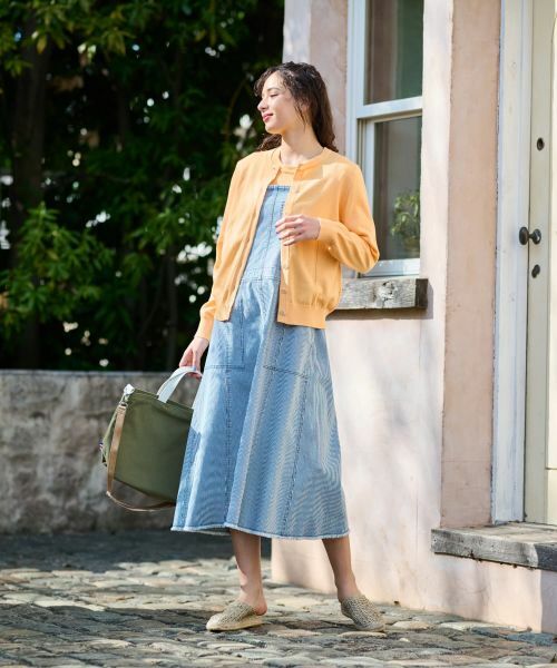 CARA O CRUZ / キャラ・オ・クルス ロング・マキシ丈ワンピース | 洗える ヒッコリーのジャンパースカート | 詳細15