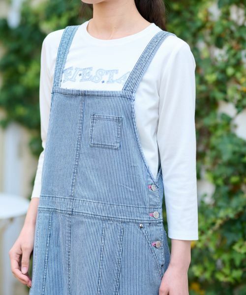 CARA O CRUZ / キャラ・オ・クルス ロング・マキシ丈ワンピース | 洗える ヒッコリーのジャンパースカート | 詳細21