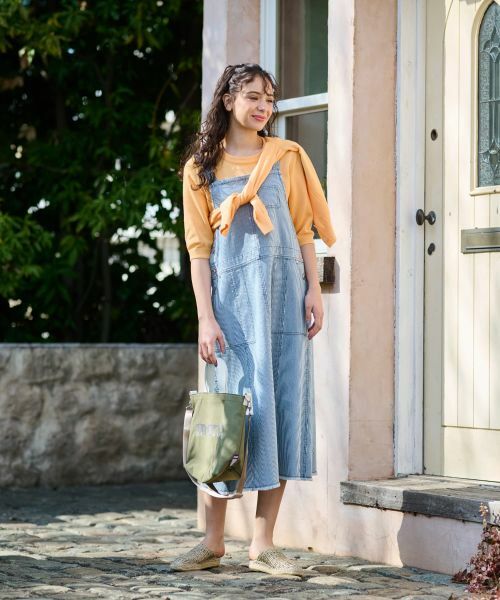 CARA O CRUZ / キャラ・オ・クルス ロング・マキシ丈ワンピース | 洗える ヒッコリーのジャンパースカート | 詳細5