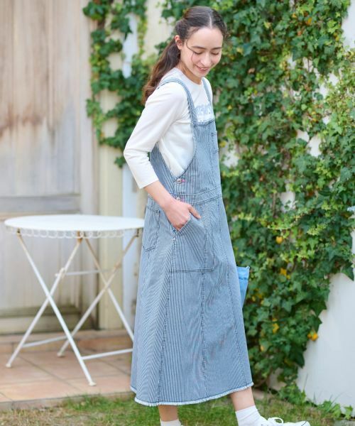 CARA O CRUZ / キャラ・オ・クルス ロング・マキシ丈ワンピース | 洗える ヒッコリーのジャンパースカート | 詳細8