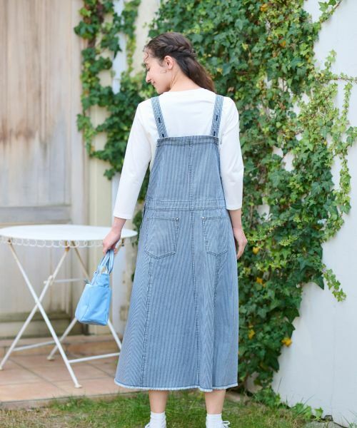 CARA O CRUZ / キャラ・オ・クルス ロング・マキシ丈ワンピース | 洗える ヒッコリーのジャンパースカート | 詳細9