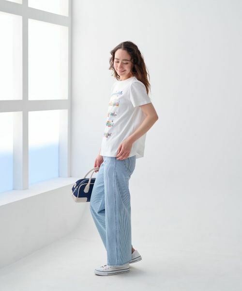 CARA O CRUZ / キャラ・オ・クルス その他パンツ | 洗える 後ろウエストゴム ヒッコリーのワイドパンツ | 詳細10