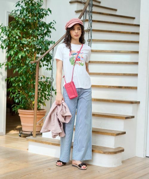 CARA O CRUZ / キャラ・オ・クルス その他パンツ | 洗える 後ろウエストゴム ヒッコリーのワイドパンツ | 詳細12