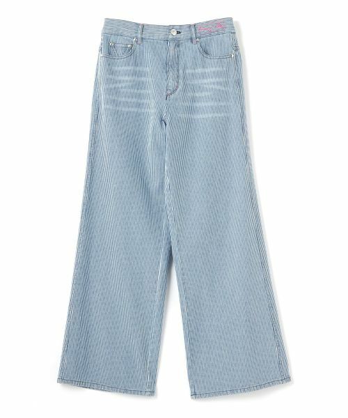 CARA O CRUZ / キャラ・オ・クルス その他パンツ | 洗える 後ろウエストゴム ヒッコリーのワイドパンツ | 詳細20