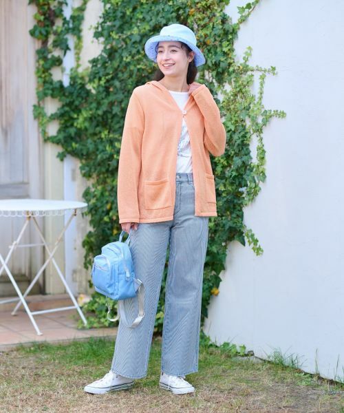 CARA O CRUZ / キャラ・オ・クルス その他パンツ | 洗える 後ろウエストゴム ヒッコリーのワイドパンツ | 詳細4