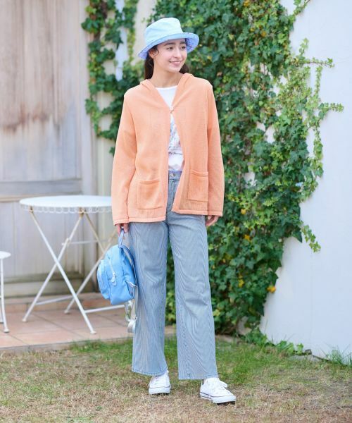 CARA O CRUZ / キャラ・オ・クルス その他パンツ | 洗える 後ろウエストゴム ヒッコリーのワイドパンツ | 詳細5