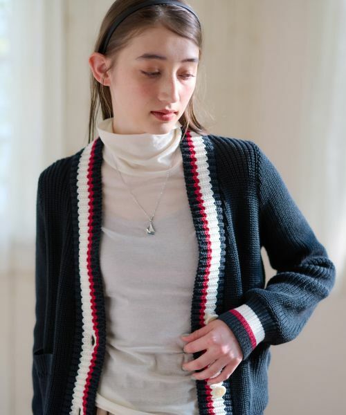 CARA O CRUZ / キャラ・オ・クルス カーディガン・ボレロ | 洗える 配色ラインカーディガン | 詳細2
