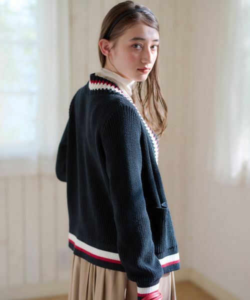 CARA O CRUZ / キャラ・オ・クルス カーディガン・ボレロ | 洗える 配色ラインカーディガン | 詳細3