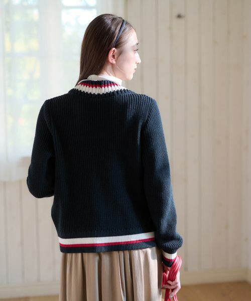 CARA O CRUZ / キャラ・オ・クルス カーディガン・ボレロ | 洗える 配色ラインカーディガン | 詳細4