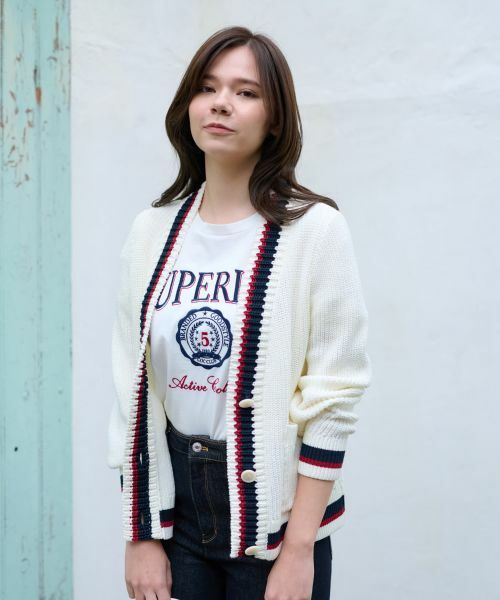 CARA O CRUZ / キャラ・オ・クルス カーディガン・ボレロ | 洗える 配色ラインカーディガン | 詳細5