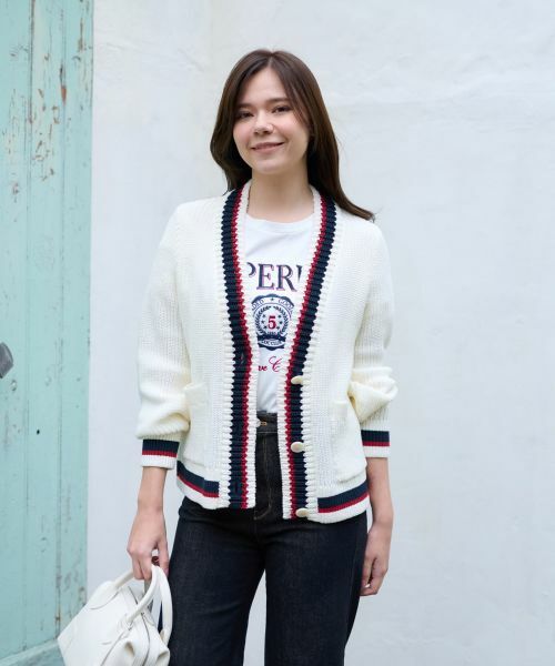 CARA O CRUZ / キャラ・オ・クルス カーディガン・ボレロ | 洗える 配色ラインカーディガン | 詳細6