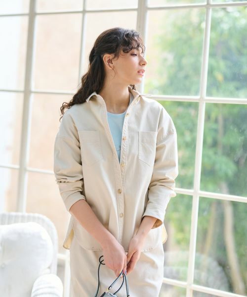 CARA O CRUZ / キャラ・オ・クルス シャツ・ブラウス | 洗える のびのびシャツ【セットアップ】(ライトベージュ)