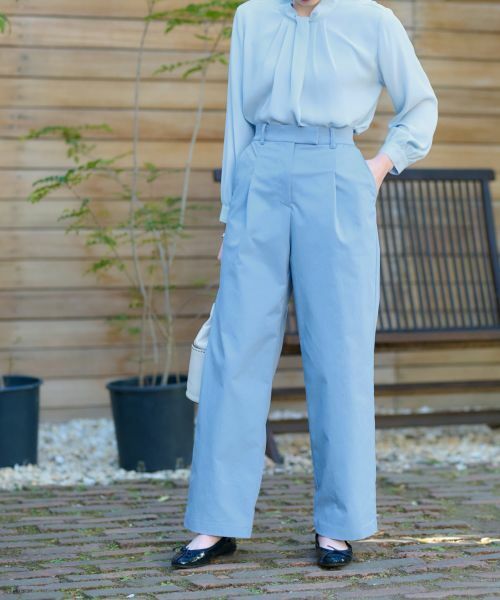 CARA O CRUZ / キャラ・オ・クルス その他パンツ | 洗える ウエスト伸縮タックパンツ | 詳細1