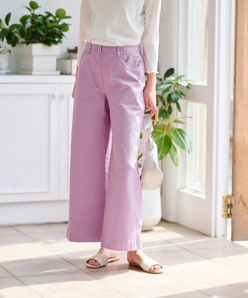 CARA O CRUZ / キャラ・オ・クルス その他パンツ | 洗える 後ろウエストゴム ワイドパンツ【セットアップ】 | 詳細1