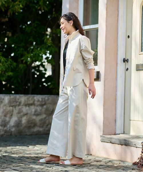 CARA O CRUZ / キャラ・オ・クルス その他パンツ | 洗える 後ろウエストゴム ワイドパンツ【セットアップ】 | 詳細15