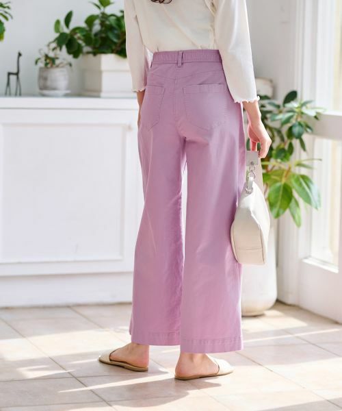 CARA O CRUZ / キャラ・オ・クルス その他パンツ | 洗える 後ろウエストゴム ワイドパンツ【セットアップ】 | 詳細3