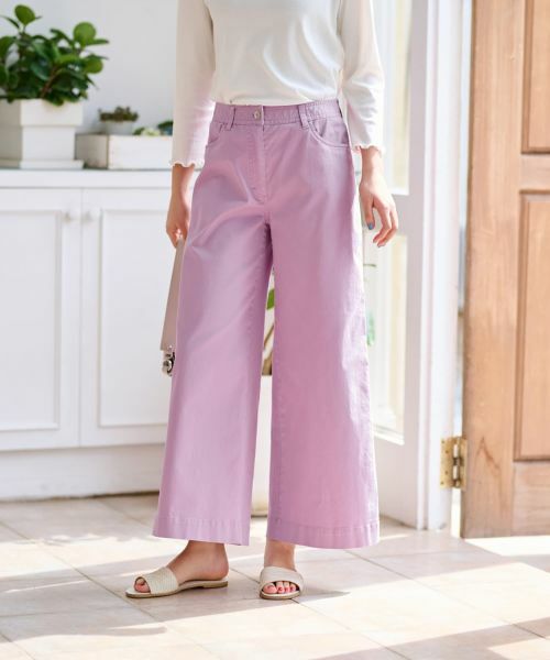 CARA O CRUZ / キャラ・オ・クルス その他パンツ | 洗える 後ろウエストゴム ワイドパンツ【セットアップ】(ピンク系)