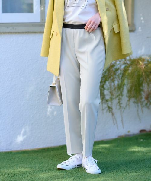 CARA O CRUZ / キャラ・オ・クルス その他パンツ | 洗える ウエストゴムセンターブレスパンツ(ライトグレー)