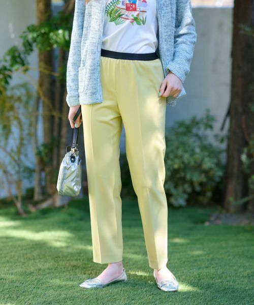 CARA O CRUZ / キャラ・オ・クルス その他パンツ | 洗える ウエストゴムセンターブレスパンツ(レモンイエロー系)