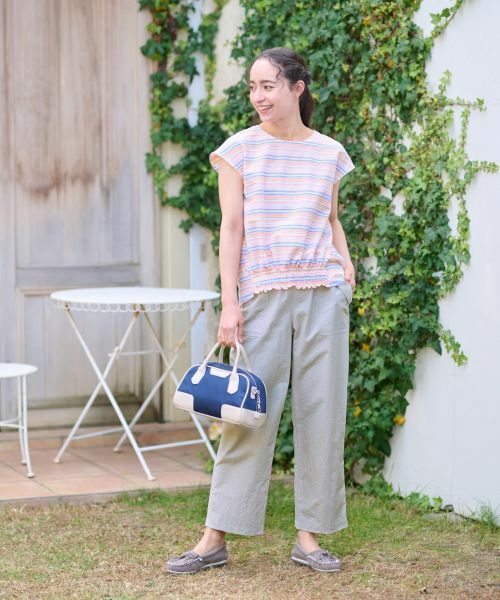 CARA O CRUZ / キャラ・オ・クルス シャツ・ブラウス | 洗える ボーダーの裾シャーリングブラウス【SOMELOS】【35th】 | 詳細9