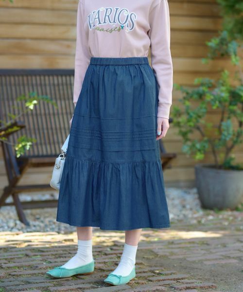 CARA O CRUZ / キャラ・オ・クルス ミニ・ひざ丈スカート | 洗える ティアードデニムスカート | 詳細1
