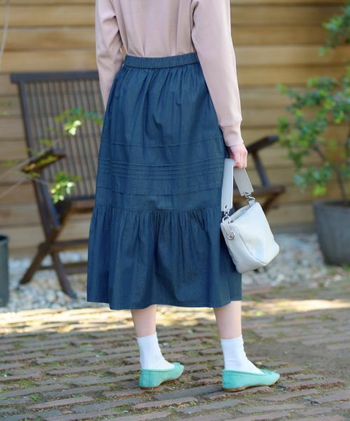CARA O CRUZ / キャラ・オ・クルス ミニ・ひざ丈スカート | 洗える ティアードデニムスカート | 詳細3