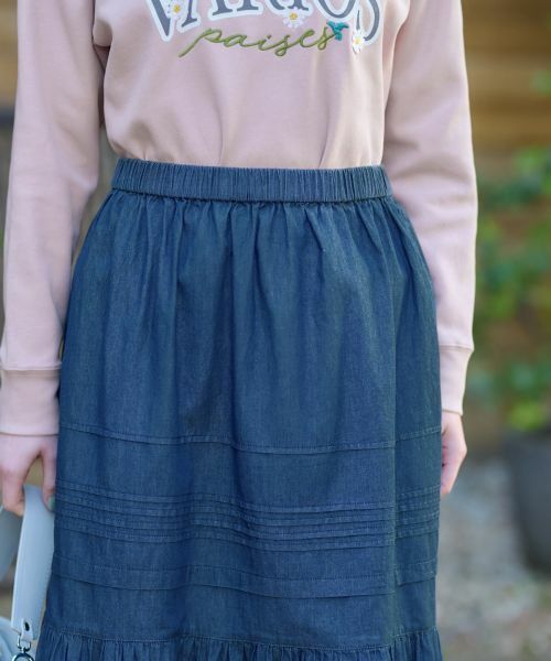CARA O CRUZ / キャラ・オ・クルス ミニ・ひざ丈スカート | 洗える ティアードデニムスカート | 詳細8