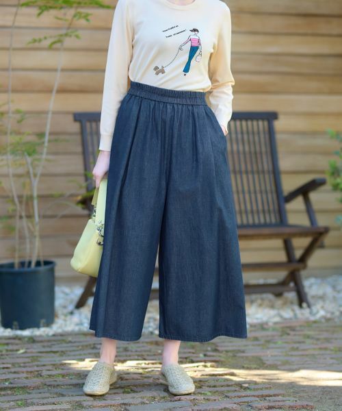 CARA O CRUZ / キャラ・オ・クルス その他パンツ | 洗える デニムワイドパンツ | 詳細1