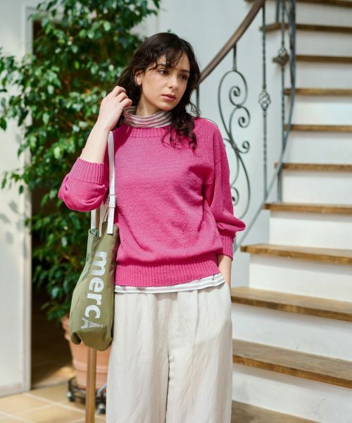 CARA O CRUZ/キャラ・オ・クルス 洗える シャリ感のあるカラーニット【ホールガーメント】 レッド 9(M)