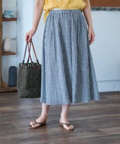 CARA O CRUZ / キャラ・オ・クルス ミニ・ひざ丈スカート | 洗える ウエストゴム ギンガムチェックスカート【セットアップ】