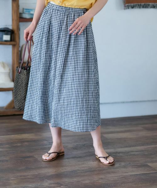 CARA O CRUZ / キャラ・オ・クルス ミニ・ひざ丈スカート | 洗える ウエストゴム ギンガムチェックスカート【セットアップ】 | 詳細1