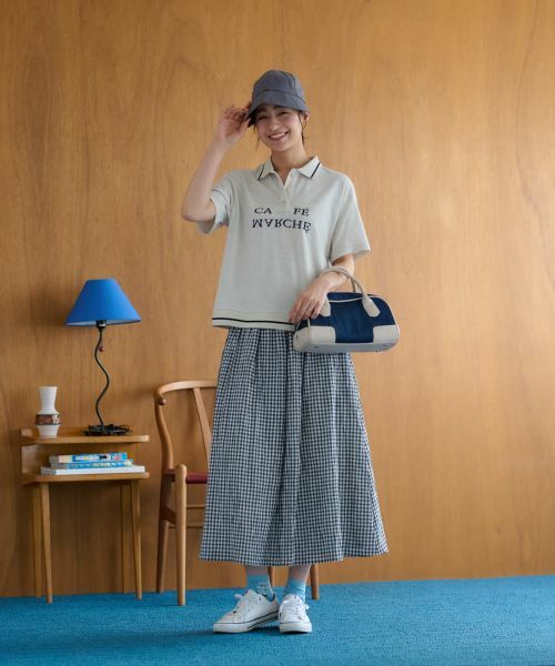 CARA O CRUZ / キャラ・オ・クルス ミニ・ひざ丈スカート | 洗える ウエストゴム ギンガムチェックスカート【セットアップ】 | 詳細10