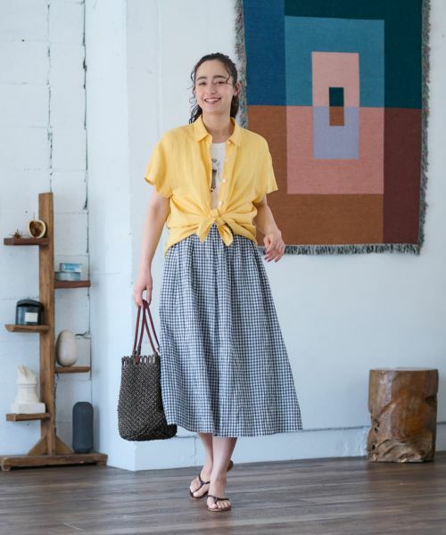 CARA O CRUZ / キャラ・オ・クルス ミニ・ひざ丈スカート | 洗える ウエストゴム ギンガムチェックスカート【セットアップ】 | 詳細13