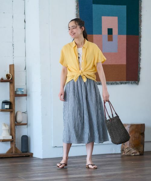 CARA O CRUZ / キャラ・オ・クルス ミニ・ひざ丈スカート | 洗える ウエストゴム ギンガムチェックスカート【セットアップ】 | 詳細14