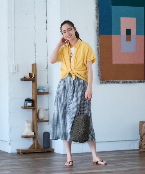 CARA O CRUZ / キャラ・オ・クルス ミニ・ひざ丈スカート | 洗える ウエストゴム ギンガムチェックスカート【セットアップ】 | 詳細16