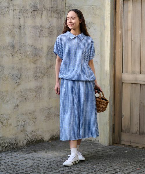 CARA O CRUZ / キャラ・オ・クルス ミニ・ひざ丈スカート | 洗える ウエストゴム ギンガムチェックスカート【セットアップ】 | 詳細22