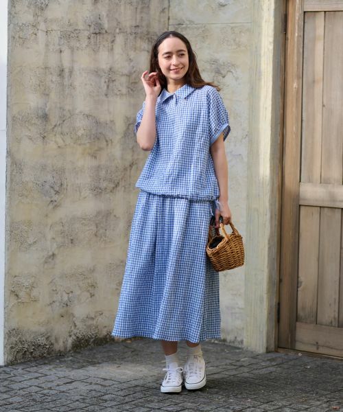 CARA O CRUZ / キャラ・オ・クルス ミニ・ひざ丈スカート | 洗える ウエストゴム ギンガムチェックスカート【セットアップ】 | 詳細23